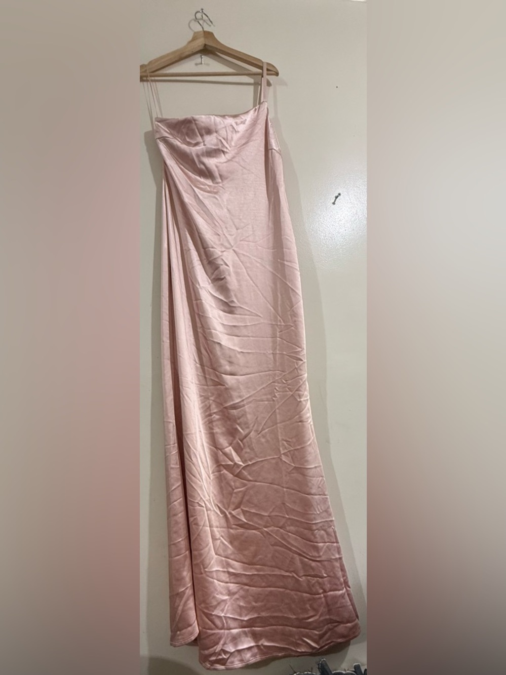 PRETTY LAVISH Satin Slip Maxi Dress in Blush Pink